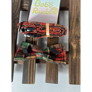 Christmas Pet Collar Soft Bow Collars Adjustable Metal Buckle For Sz M 22L X1" W